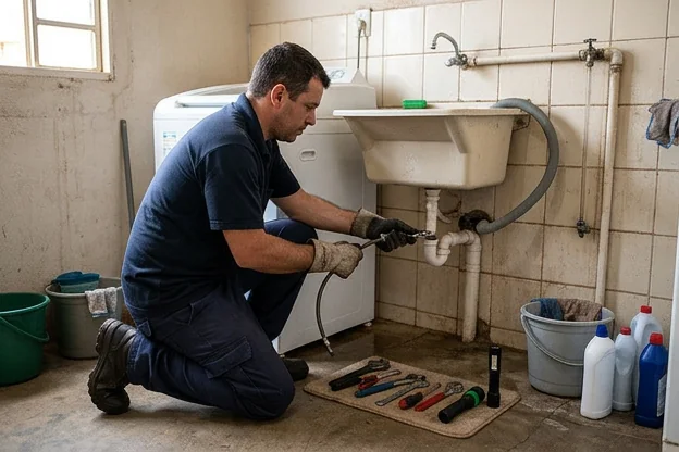 Profissionais realizando manutenção preventiva em encanamento residencial em Ituiutaba.